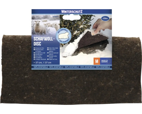 Disque en laine de mouton Videx pour la protection hivernale des plantes, diamètre 37 centimètres, 100 pour cent laine de mouton, Made in Europe.
