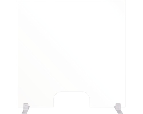 Paroi de protection hygiénique en matériau transparent avec ouverture