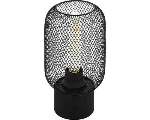 Lampe de table 1 ampoule HxØ 28,5x15 cm Wrington noir avec interrupteur à câble Lampe de table avec grille métallique noire et ampoule