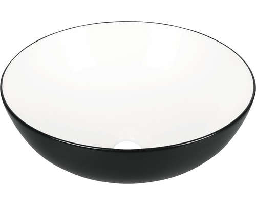 Vasque à poser Differnz Duo 39,5 x 39,5 cm blanc noir brillant 38.010.54