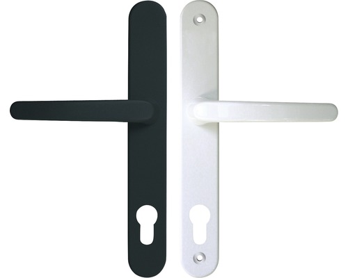 Jeu de ferrures poignée/poignée blanc/anthracite pour porte d'entrée secondaire Poignée de porte avec plaque longue pour portes intérieures