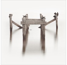 Fragment d''ancienne jetée en bois dans l''eau