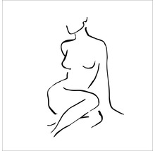 Strichzeichnung einer sitzenden Frau