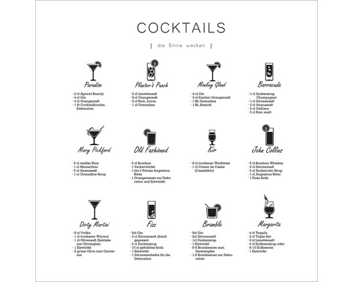 Tableau en verre Different Cocktails 20x20 cm-0