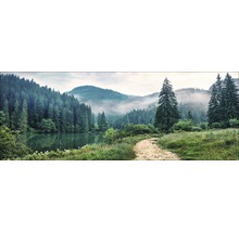 Landschaft mit See, Wald und Weg