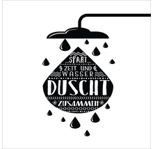 Dekoratives Duschmotiv mit Spruch: Spart Zeit und Wasser, duscht zusammen