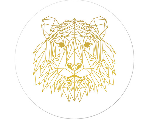 Tableau en verre rond Gold polygone lion Ø 20 cm
