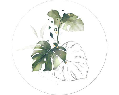 Tableau en verre rond Palm Leaves II Ø 50 cm