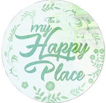 Dekorative Wandgestaltung mit dem Schriftzug This is my Happy Place und floralen Elementen