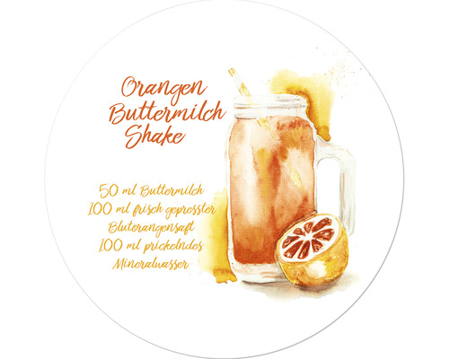 Illustration d''un milk-shake orange babeurre avec liste des ingrédients