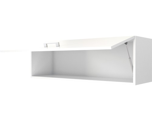 Armoire suspendue blanche avec porte ouverte et poignée