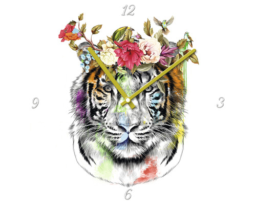 Wanduhr Glas colourful Tiger Ø 40 cm