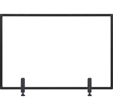 Trennwand Hygieneschutz Glas zum Befestigen am Tisch Alurahmen schwarz 90x60 cm