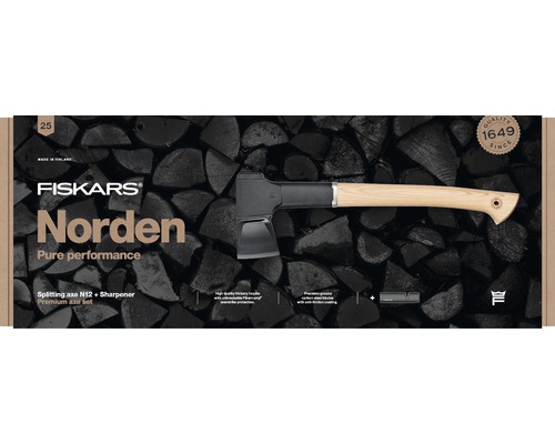 Fiskars Norden Hache à fendre N12 Jeu de haches avec aiguiseur de hache