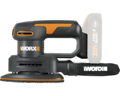 Ponceuse excentrique sans fil Worx avec sac à poussière et batterie