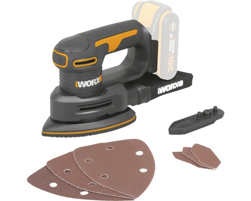 Akku-Dreiecksschleifer WORX 20V 140x90mm WX822.9, inkl. Zuhehör, ohne Akku und Ladegerät Akku-Dreiecksschleifer WORX 20V 140x90mm WX822.9, inkl. Zuhehör, ohne Akku und Ladegerät