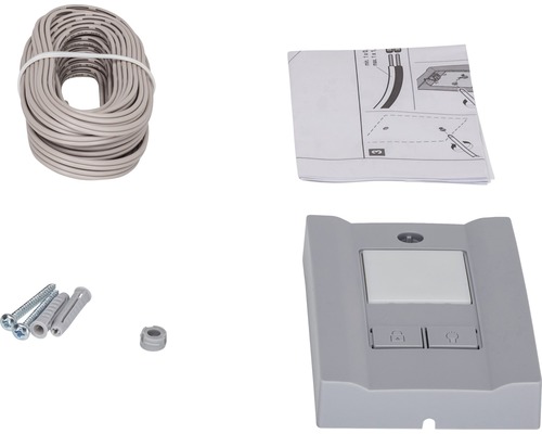 Kit d''accessoires pour motorisations de porte de garage avec câble, vis, chevilles, mode d''emploi et commande