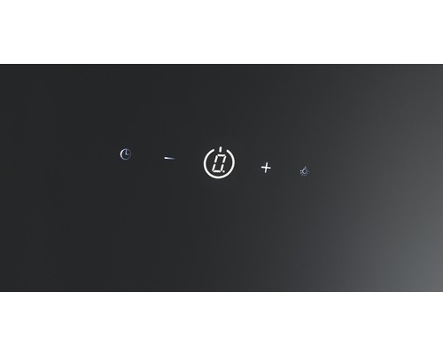 Panneau de commande d''une hotte aspirante avec minuterie, touches plus/moins, affichage numérique et symbole lumineux