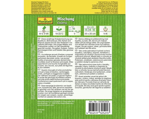 Paquet de graines pour mélange d''herbes aromatiques annuelles à base de basilic, sarriette, aneth, cerfeuil et marjolaine