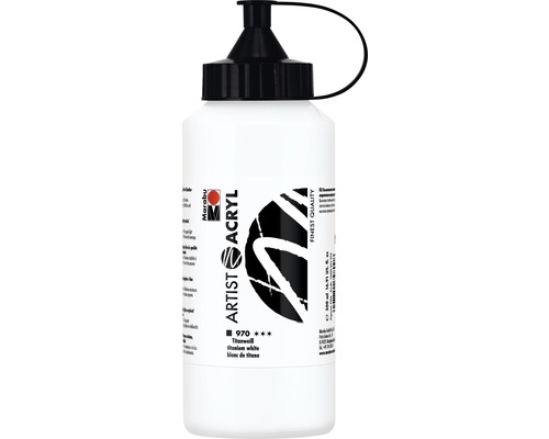Peinture acrylique Marabu Artist Acryl blanc titane 970 500 ml Marabu Artist Peinture acrylique, blanc titane, 500 ml