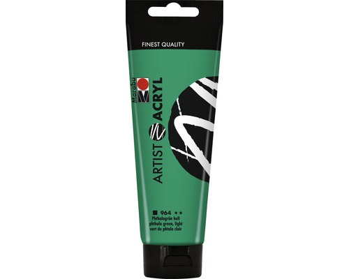 Peinture acrylique Marabu Artist Acryl vert phtalo clair 964 120 ml Tube de peinture acrylique Marabu Artist vert phtalo clair