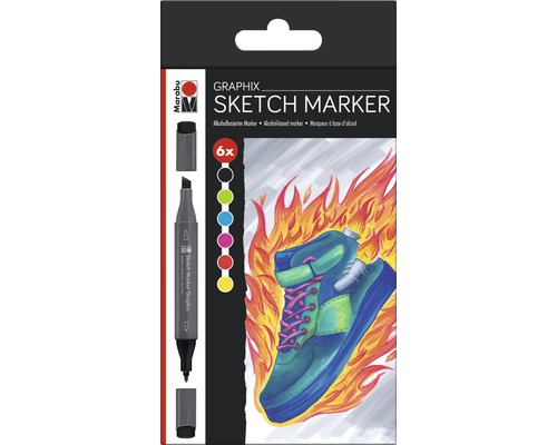 Marqueur Marabu Sketch Graphix Heat lot de 6