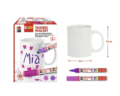 Marabu Kids Tassen Malset mit Tasse und Porzellanmalstiften