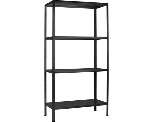 Étagère à emboîter Kaiserthal noir structuré 1700x850x400 mm 4 tablettes capacité de charge 260 kg