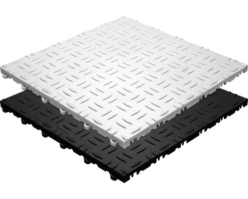 Zwei Bodenfliesen mit Riffelblechmuster