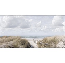 Dünenlandschaft mit Strand, Meer und bewölktem Himmel