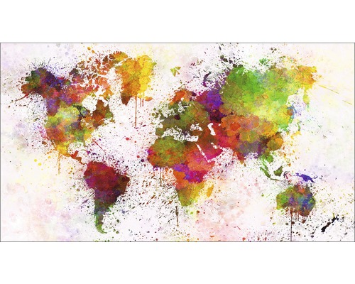 Giclée Leinwandbild Colourful Worldmap 60x120 cm