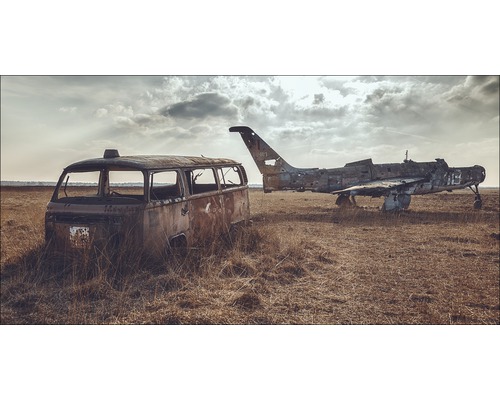 Giclée Leinwandbild Scrap Plane 60x120 cm