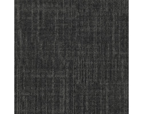 Gros plan d''une dalle de moquette foncée avec un motif chiné.