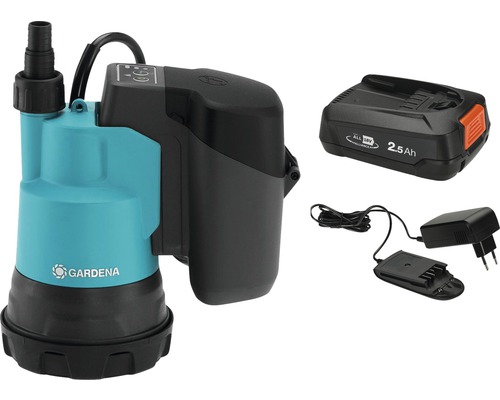 Gardena Akku-Tauchdruckpumpe mit Akku, Ladegerät und Netzkabel