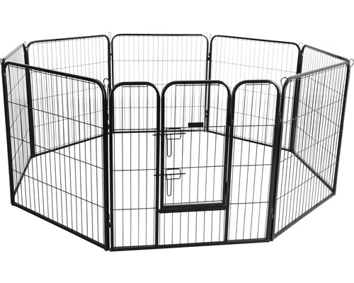 Enclos pour chiens et chiots 80 x 77 cm, 8 éléments, avec porte-0