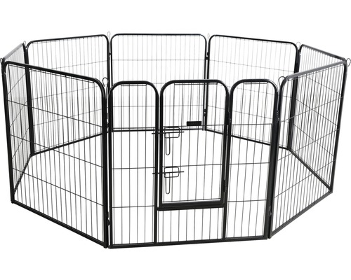 Enclos pour chiens et chiots 80 x 77 cm, 8 éléments, avec porte Parc d''éveil en métal avec porte