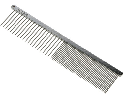 Peigne à fourrure Aesculap avec poignée en acier inoxydable 220 x 40 mm Peigne pour chien Aesculap avec dents fines et grossières
