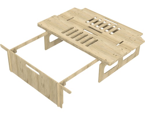 Laptopständer aus Holz mit Lüftungsschlitzen