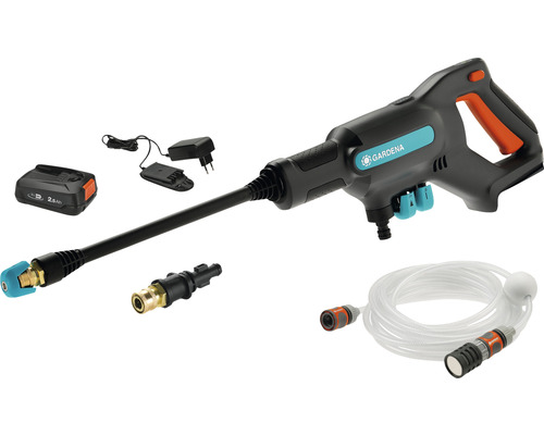 Nettoyeur haute pression sans fil GARDENA Aqua Clean avec batterie et chargeur Nettoyeur haute pression sans fil Gardena avec batterie, chargeur, tuyau et accessoires