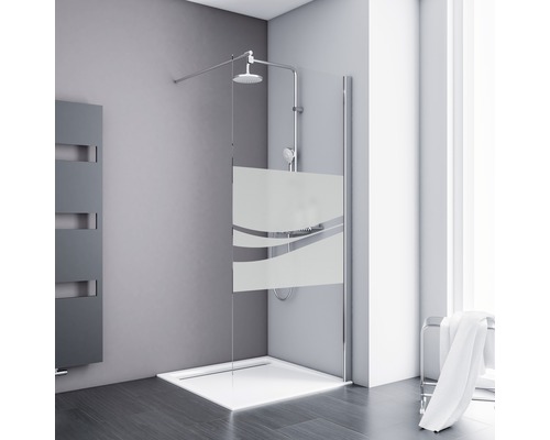 Douche à l'italienne SCHULTE Alexa Style 2.0 ExpressPlus 100 cm couleur du profilé chrome décor de vitre dezent butée de paroi latérale à gauche butée de paroi latérale à droite