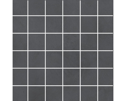 Mosaïque en grès cérame fin Cementine anthracite 30 x 30 x 0,9 cm mat R10B