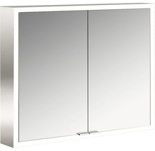 LED Spiegelschrank Prime AP 80 cm 2-türig RWS Rückwand Glas weiß