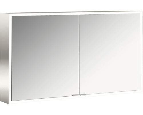 LED Spiegelschrank Prime AP 120 cm 2-trg. Rückwand Glas weiß