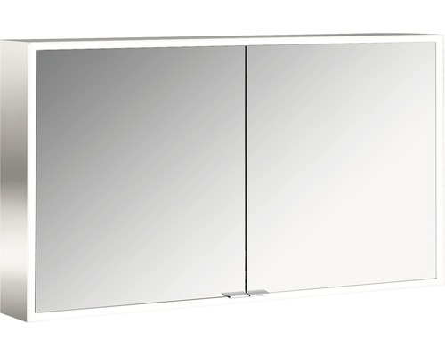 Armoire de toilette LED Prime AP 120 cm 2 portes paroi arrière verre blanc Armoire de toilette à miroir avec deux portes et éclairage