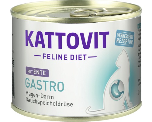 Pâtée pour chat KATTOVIT Gastro au canard 185 g-0