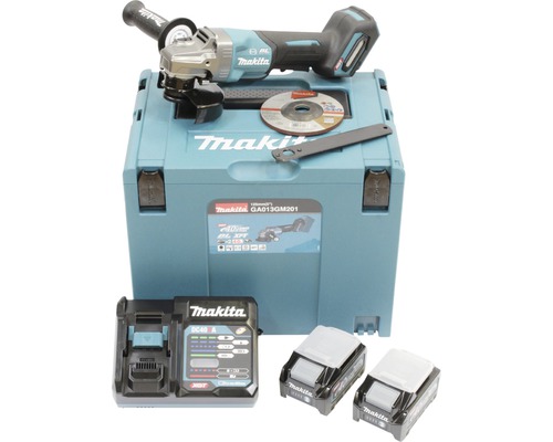 Meuleuse d'angle sans fil Makita XGT® GA013GM20140V, avec 2 batteries (4,0Ah), chargeur et MAKPAC taille 4
