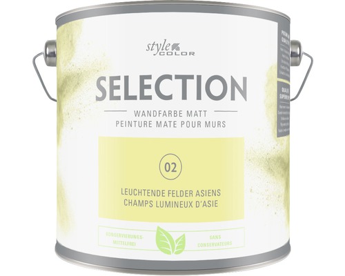 Peinture murale Premium Style Color SELECTION 02 sans conservateur Champs lumineux d’Asie 2,5 L