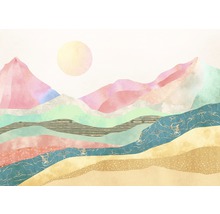 Illustration einer Berglandschaft mit Sonne