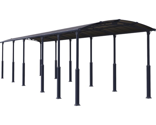 Langer Carport mit Stahlpfosten und Dach