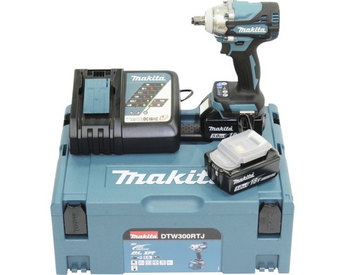 Visseuse à chocs sans fil Makita DTW300RTJ 18V, avec 2 batteries (5,0 Ah), chargeur et MAKPAC T.2